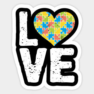 Cute Autism Awareness Love Colorful Puzzle Heart Sticker